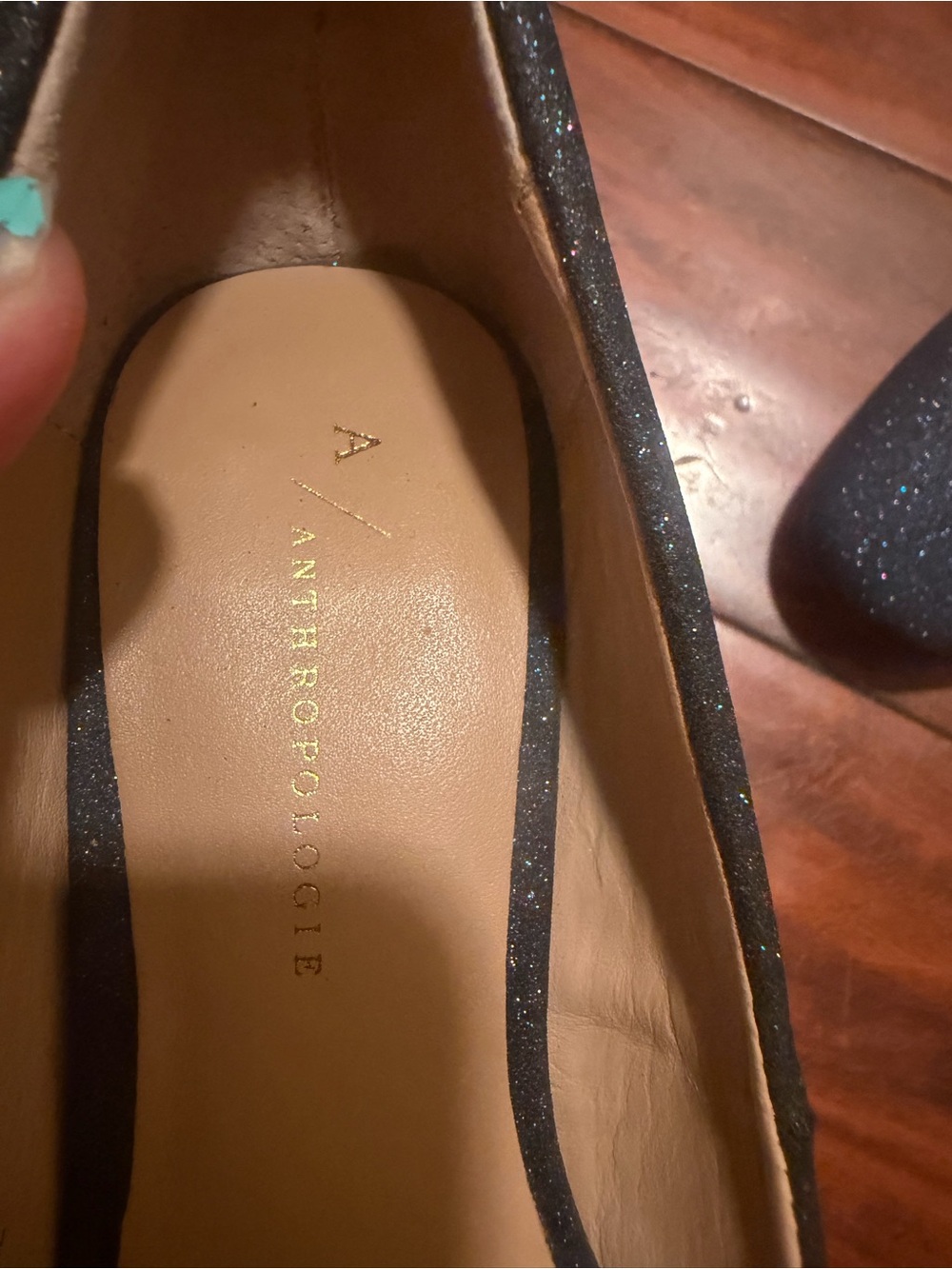 Anthropologie Black Sparkle Block Heel Pumps - Picture 2 of 11